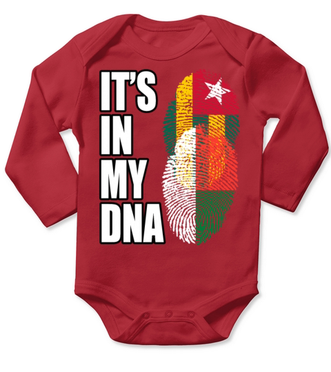 Togolese And Malagasy Mix Heritage DNA Flag Long Sleeve Baby One-Piece
