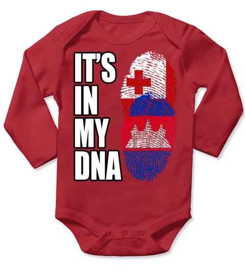 Tongan And Cambodian Mix Heritage DNA Flag Long Sleeve Baby One-Piece
