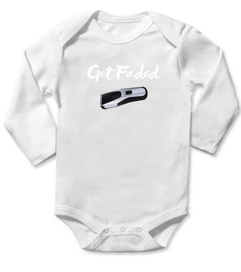 Vintage Barbers Get Faded Script Tail Distressed Long Sleeve Baby One-Piece