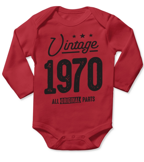 Vintage Born in 1970 - 52nd Birthday Long Sleeve Baby One-Piece