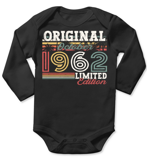 Vintage October 1962 60th Original Birthday Gift Long Sleeve Baby One-Piece