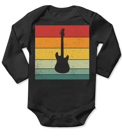 Vintage Retro Electric Guitar Vintage Music Long Sleeve Baby One-Piece