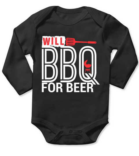 Will BBQ For Beer Barbecue Long Sleeve Baby One-Piece