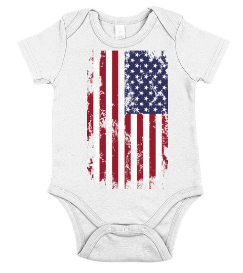 American flag vintage style grunge texture Short Sleeve Baby One-Piece