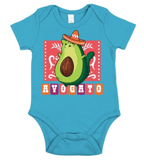 Avogato avocado cat sombrero Short Sleeve Baby One-Piece