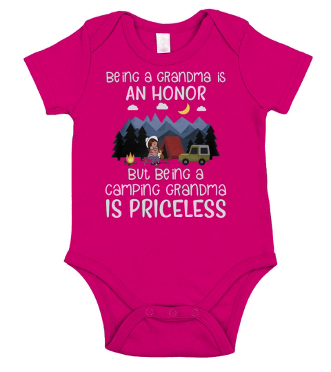 Being a grandma is an honor but being a camping grandma is priceless Short Sleeve Baby One-Piece