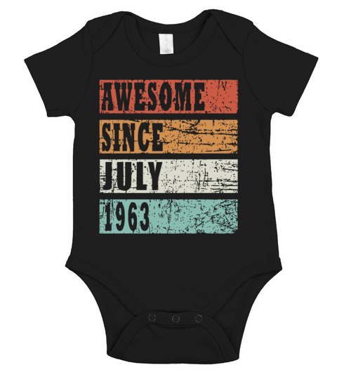 Birth Month July 1963 Vintage Short Sleeve Baby One-Piece