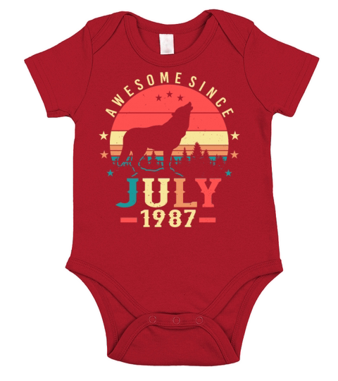 Birthday Greeting For July 1987 Short Sleeve Baby One-Piece