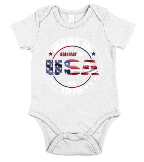 Birthday Saying Born USA 1976 Short Sleeve Baby One-Piece