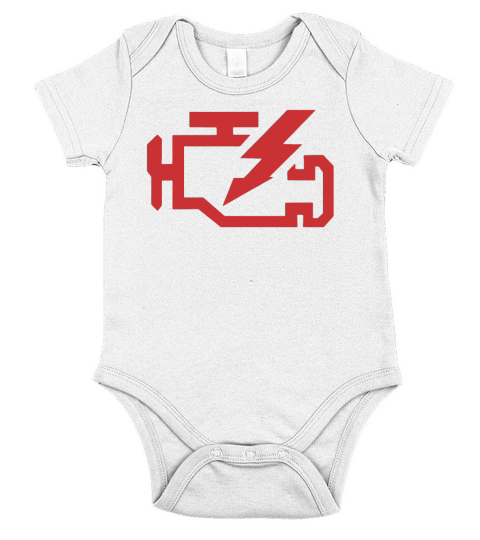 Check Engine Light Mechanic T-Shirt Automotive Funny Red Short Sleeve Baby One-Piece