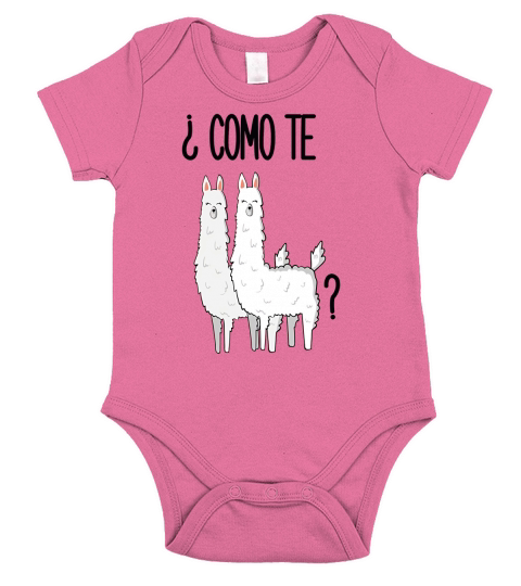 Como Te Llamas Funny Llama Spanish Joke T-Shirt Short Sleeve Baby One-Piece