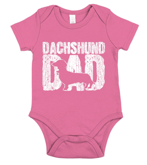 Dachshund Dad Wiener Father Fathers Day Vintage Gift T-Shirt Short Sleeve Baby One-Piece