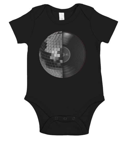 DISCO MUSIC RETRO VINTAGE DJ VINYL RECORD DISCO MIRROR BALL SPHERE Short Sleeve Baby One-Piece