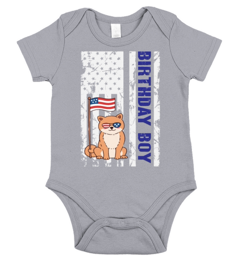 Dog America 4th of July Birthday Boy American Flag Short Sleeve Baby One-Piece