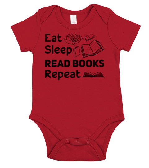 Eat Sleep Read Books Repeat Book Lover Bookworm Short Sleeve Baby One-Piece