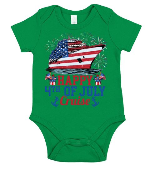 Happy 4th Of July Cruising USA Flag Short Sleeve Baby One-Piece
