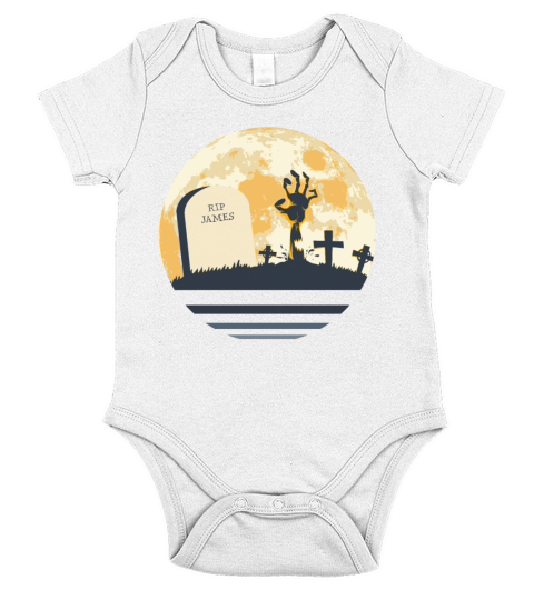 JAMES Grave Tombstone Halloween Zombie Spooky Short Sleeve Baby One-Piece