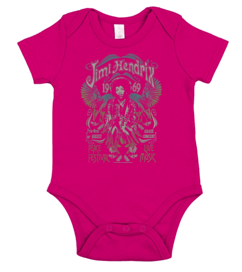 Jimi Hendrix Peace Festival Winged Guitar Poster T-Shirt Short Sleeve Baby One-Piece