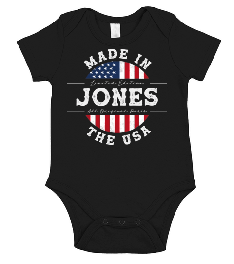 Jones Name Patriotic American Made in The USA Short Sleeve Baby One-Piece