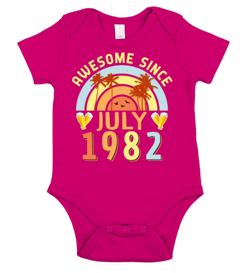 July 1982 40th Birthday Short Sleeve Baby One-Piece