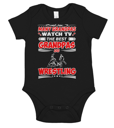 Many Grandpas Watch TV Best Wrestling Tshirt T-Shirts Short Sleeve Baby One-Piece