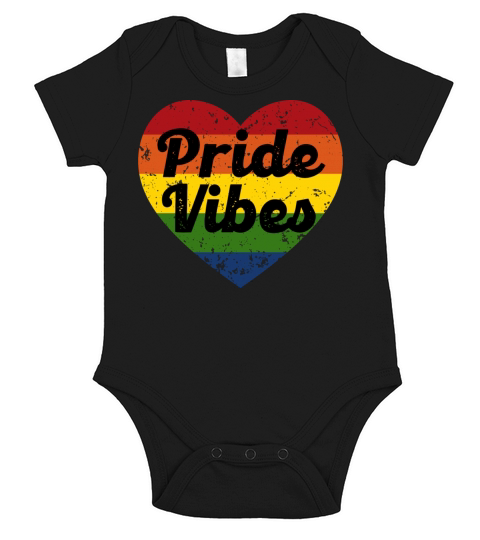 Pride Vibes Retro Vintage Rainbow Heart Short Sleeve Baby One-Piece