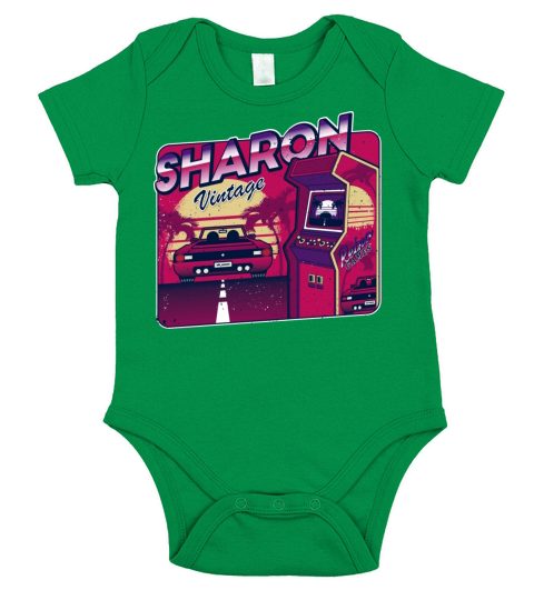 Sharon Funny Personalized Vintage Gamer 80s 90s Short Sleeve Baby One-Piece