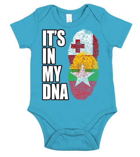 Tongan And Burmese Mix Heritage DNA Flag Short Sleeve Baby One-Piece