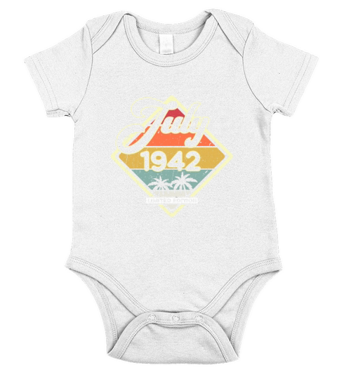 Vintage 80th Birthday July 1942 Sports Gift Short Sleeve Baby One-Piece