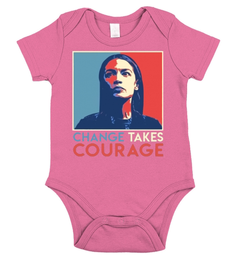 Vintage Alexandria Ocasio Cortez AOC Change Takes Courage Vintage 2020 T-Shirt Short Sleeve Baby One-Piece