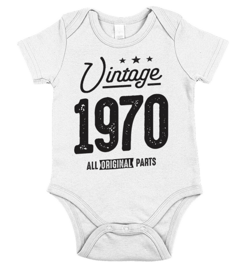 Vintage Born in 1970 - 52nd Birthday Short Sleeve Baby One-Piece
