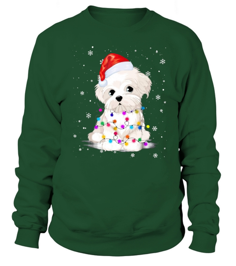 Official Maltese With Christmas Lights Santa Sweatshirt Unisex