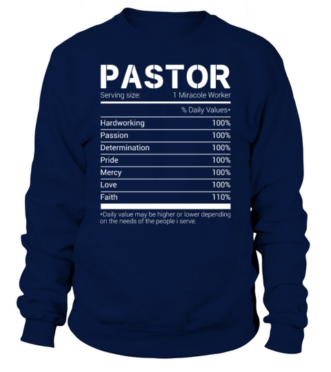 Pastor Nutritional Facts Cool Preacher Priest Sweatshirt Unisex