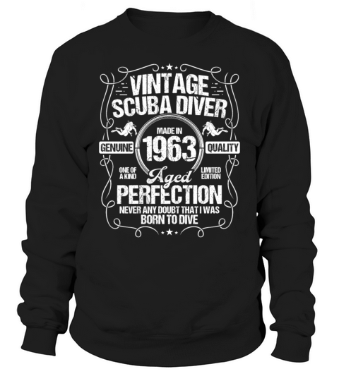 Vintage Scuba Diver 1963 Snorkeling Birthday Sweatshirt Unisex