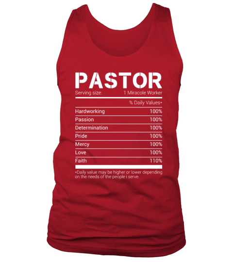 Pastor Nutritional Facts Cool Preacher Priest Tank Top Unisex