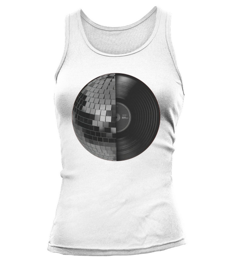 DISCO MUSIC RETRO VINTAGE DJ VINYL RECORD DISCO MIRROR BALL SPHERE Tank top Woman