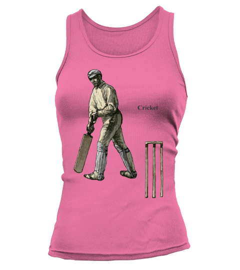 Vintage Cricket Player with a Bat and Wicket Tank top Woman