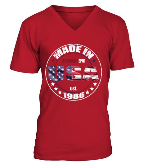Birthday Saying Born USA 1986 V-Neck T-shirt