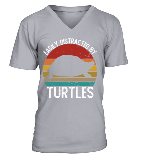 Easily Distracted By Turtles Shirts Vintage Turtle V-Neck T-shirt