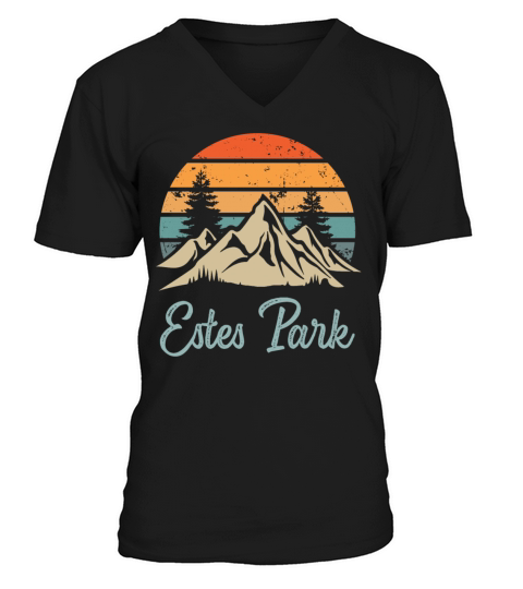 Estes Park Retro Vintage Mountain Sunset Outdoors V-Neck T-shirt
