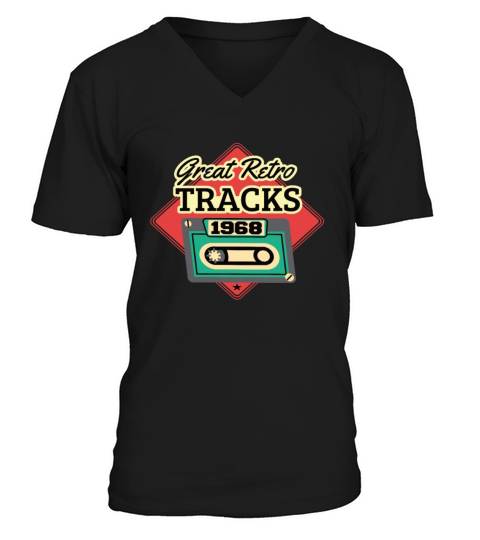 Great Retro Tracks 1968 Cassette Vintage Birthday V-Neck T-shirt