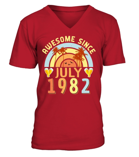 July 1982 40th Birthday V-Neck T-shirt