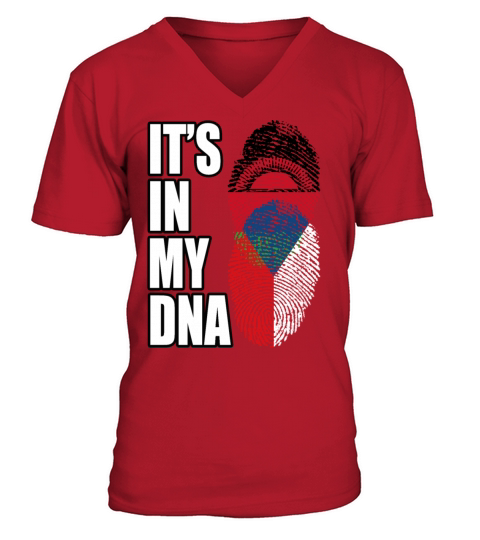 Malawian And Czech Mix Heritage DNA Flag V-Neck T-shirt