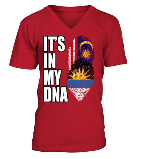 Malaysian And Antiguan Mix Heritage DNA Flag V-Neck T-shirt