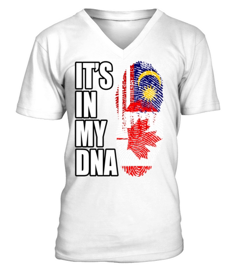 Malaysian And Canadian Mix Heritage DNA Flag V-Neck T-shirt