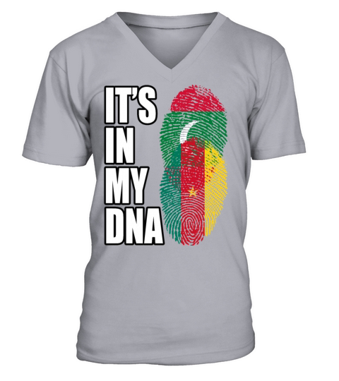 Maldivian And Cameroonian Mix Heritage DNA Flag V-Neck T-shirt