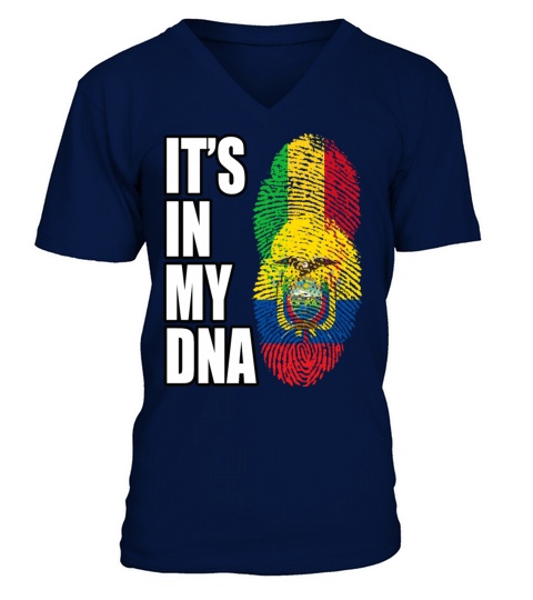 Malian And Ecuadorian Mix Heritage DNA Flag V-Neck T-shirt