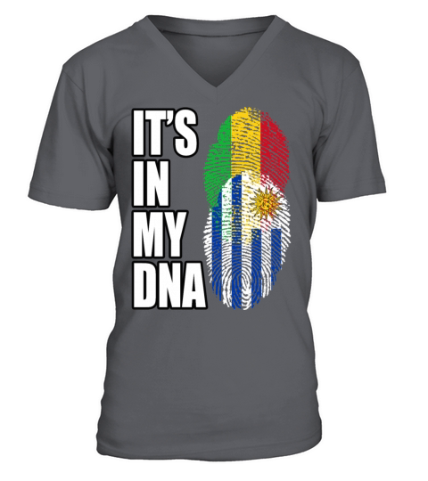 Malian And Uruguayan Mix Heritage DNA Flag V-Neck T-shirt