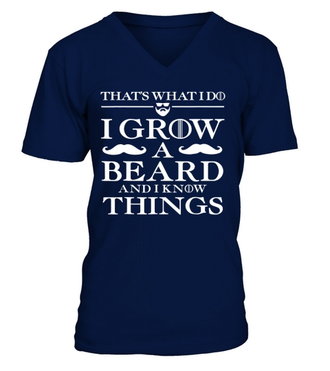 Mens Fathers Day Funny T Shirt Gift Dad BEARD AND I KNOW THINGS V-Neck T-shirt