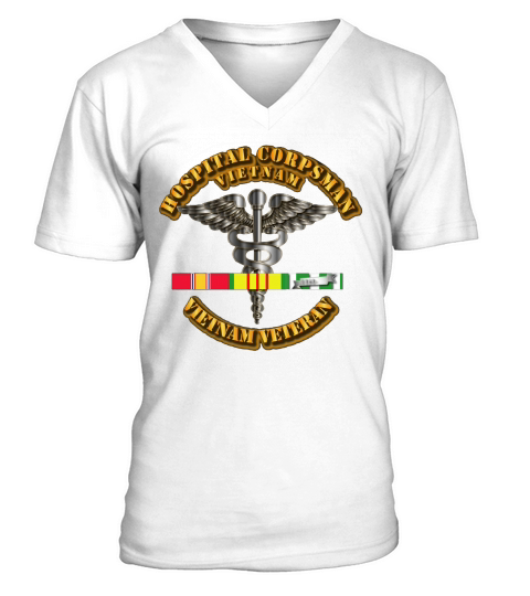 navy-hospital-corpsman-w-vietnam-svc-ribbons V-Neck T-shirt